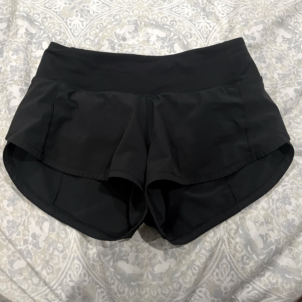 Black low rise 2.5 inch lululemon speed ups size 0